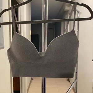 Primark Ribbed V-Neck Bralette in Gray